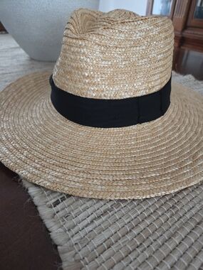Brixton Joanna Straw Panama Hat with Black Band